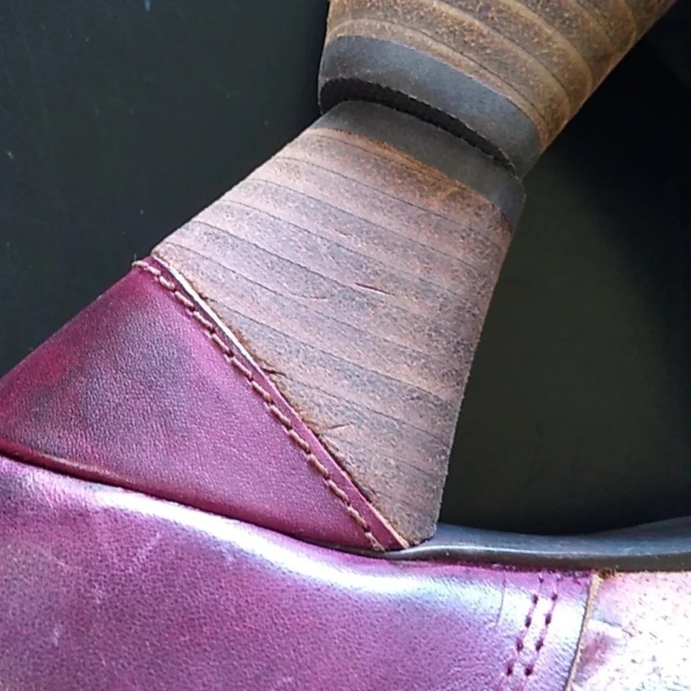 ELITE BY CORKY LEATHER ANKLE BOOTS SIZE 7 side zip plum floral color LIKE NEW - Picture 10 of 15